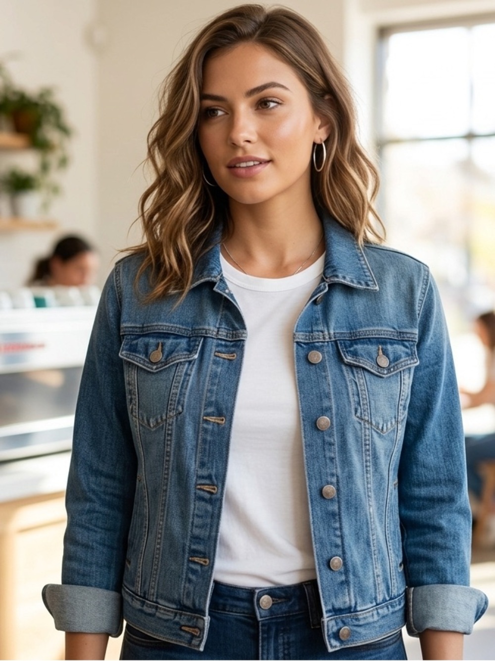 Riveted by Lee Women's Blue Denim Jacket Classic Chest-Pocket Size Medium